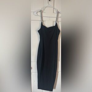 Forever 21 Black Midi Slip Dress with Chain Straps